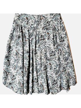 Episode Skirt Womens Sz 14 Pleated Knee Length Sage Green & White Paisley VTG